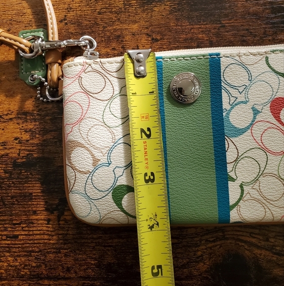 COACH Chelsea Multi-Colored C's Leather Wristlet Wallet Coin Pouch - Picture 15 of 15